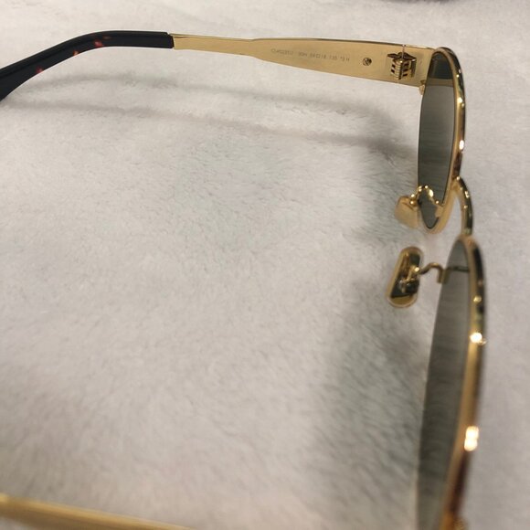 Celine Triomphe Gold Metal Sunglasses with Green Lenses